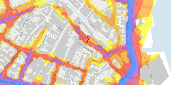 Trafikstøjkort på Fiskergade 66, 8000 Aarhus C