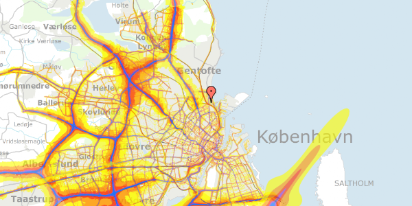 Trafikstøjkort på Svanemøllens Kaserne 10, 2100 København Ø