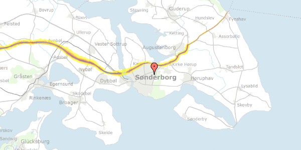 Trafikstøjkort på Fynsgade 10, st. , 6400 Sønderborg