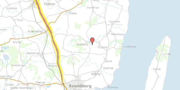 Trafikstøjkort på Ørbækvej 258, 5892 Gudbjerg Sydfyn