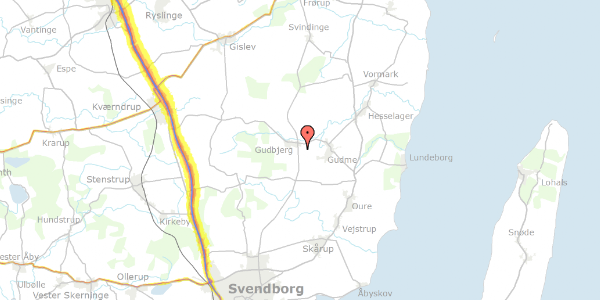 Trafikstøjkort på Ørbækvej 262, 5892 Gudbjerg Sydfyn
