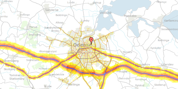 Trafikstøjkort på Mosegårdsvej 33, 5000 Odense C