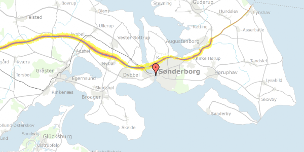 Trafikstøjkort på Dybbølgade 24, 2. 3, 6400 Sønderborg