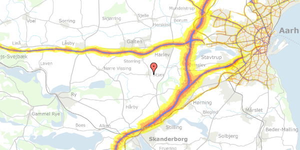 Trafikstøjkort på Kollens Møllevej 61, 8464 Galten