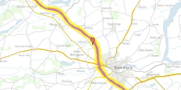 Trafikstøjkort på Midtvejs 9, 8920 Randers NV