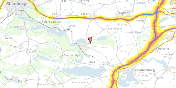 Trafikstøjkort på Kildebjerg Skovvej 39, 8680 Ry