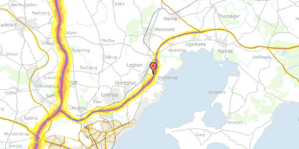 Trafikstøjkort på Lauritshøj 28, 8541 Skødstrup