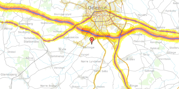 Trafikstøjkort på Gyldenhusvej 32, 5260 Odense S