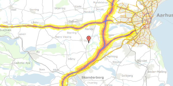 Trafikstøjkort på Kollens Møllevej 29A, 8464 Galten