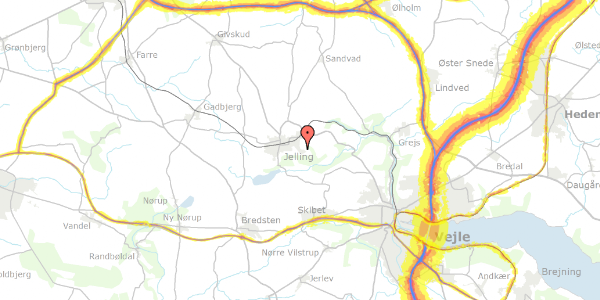 Trafikstøjkort på Kastanjelunden 4, 7300 Jelling