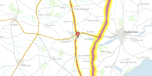 Trafikstøjkort på Hans Grams Gade 29, 6500 Vojens