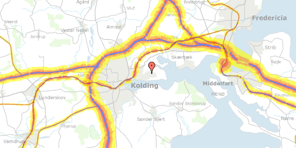 Trafikstøjkort på Farøvej 10C, 6000 Kolding