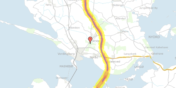 Trafikstøjkort på Ornebjergvej 1, 4760 Vordingborg