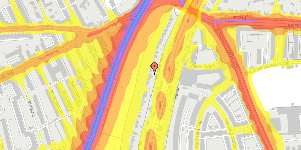 Trafikstøjkort på Hf. Grænsen 20, 2000 Frederiksberg