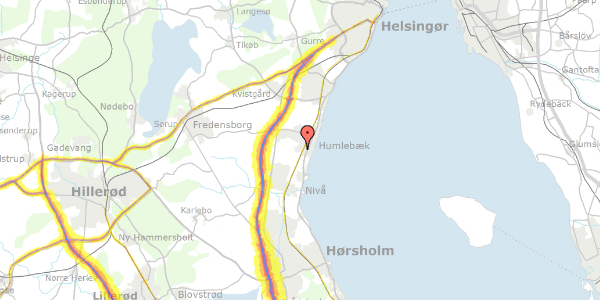 Trafikstøjkort på Daugløkke Ege 33, 3050 Humlebæk