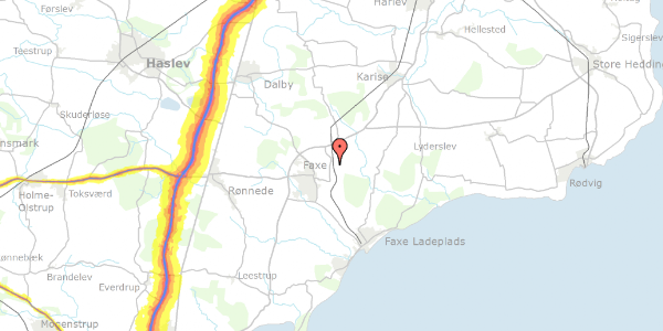 Trafikstøjkort på Baunekulevej 13B, 4640 Faxe