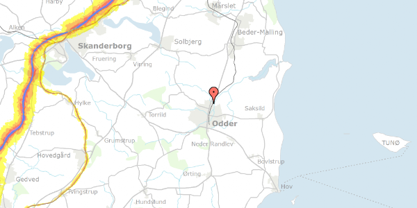 Trafikstøjkort på Knudsminde 1D, 8300 Odder