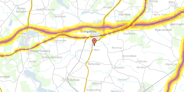 Trafikstøjkort på Høm Møllevej 10, st. 3, 4100 Ringsted