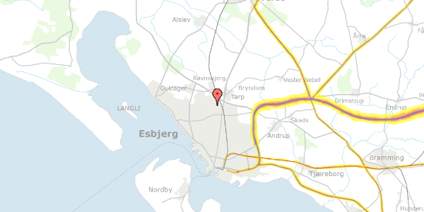 Trafikstøjkort på Thulevej 2, 6715 Esbjerg N