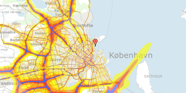 Trafikstøjkort på Marmorvej 15A, 3. tv, 2100 København Ø