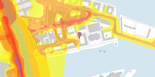 Trafikstøjkort på Bordeauxgade 8, 1. th, 2150 Nordhavn