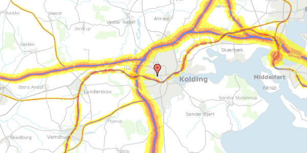 Trafikstøjkort på Kæmnerengen 39, 6000 Kolding