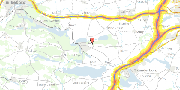 Trafikstøjkort på Kildebjerg Søvej 18, 8680 Ry