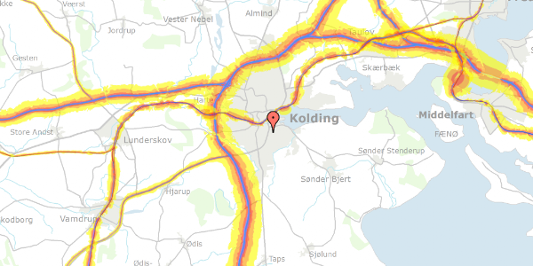 Trafikstøjkort på Borgmestervangen 16, 6000 Kolding