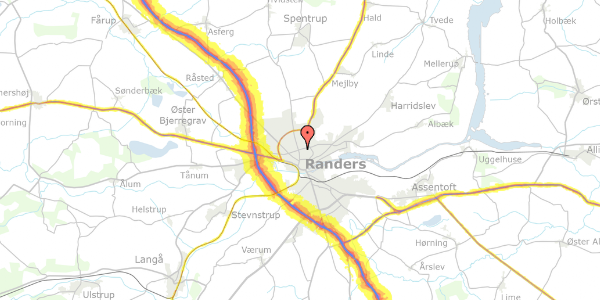 Trafikstøjkort på Ny Vinkelvej 8, 8930 Randers NØ