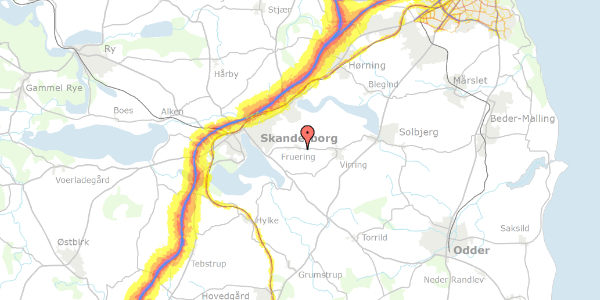 Trafikstøjkort på Fruering Kirkevej 32, 8660 Skanderborg