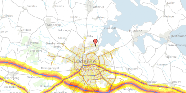 Trafikstøjkort på Stigevej 236, 5270 Odense N