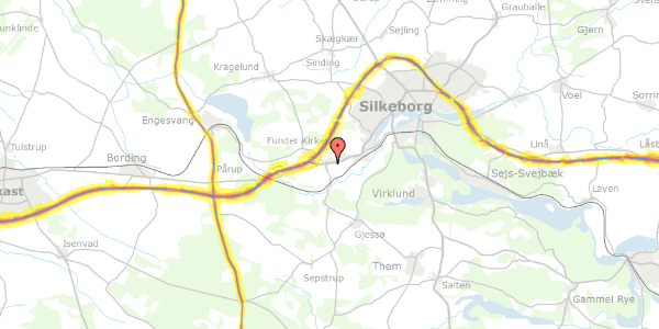 Trafikstøjkort på Funder Møllevej 23, 8600 Silkeborg