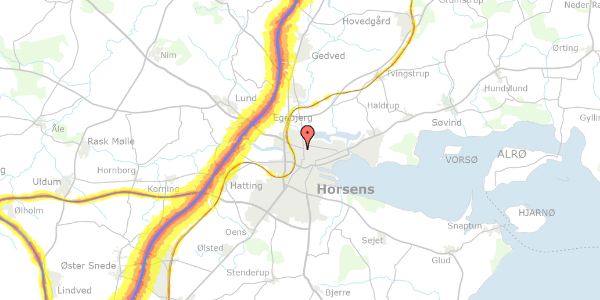 Trafikstøjkort på Niels Juels Gade 15, st. th, 8700 Horsens