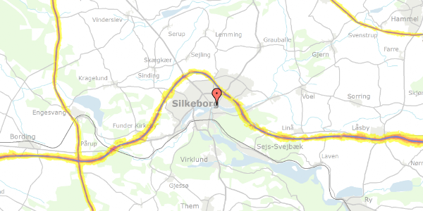 Trafikstøjkort på Borgergade 6C, 3. th, 8600 Silkeborg