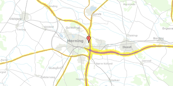 Trafikstøjkort på Karolinelund 38, 7400 Herning