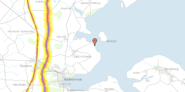 Trafikstøjkort på Barsbæklund 28, 6200 Aabenraa