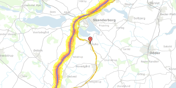 Trafikstøjkort på Præstehaven 11, 8660 Skanderborg