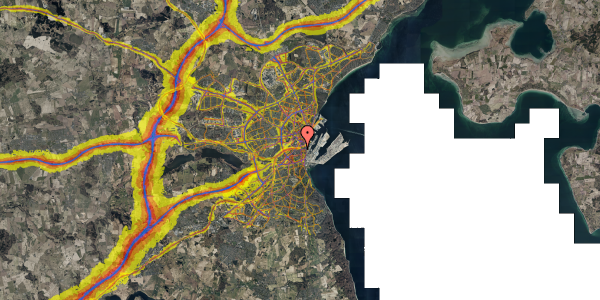 Trafikstøjkort på Jægergårdsgade 84, 8000 Aarhus C