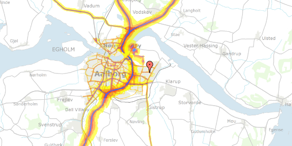 Trafikstøjkort på Ravnkildevej 34, 9220 Aalborg Øst