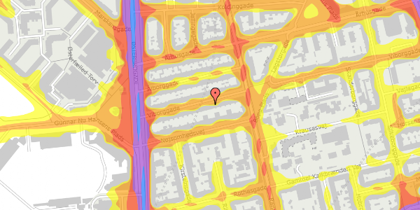 Trafikstøjkort på Viborggade 22, kl. th, 2100 København Ø