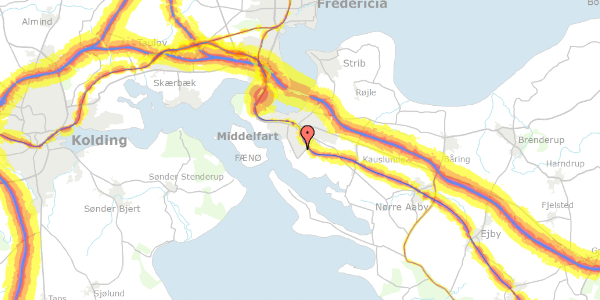 Trafikstøjkort på Ærøvænget 136, 5500 Middelfart