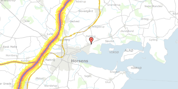 Trafikstøjkort på Amballegård 76, 8700 Horsens