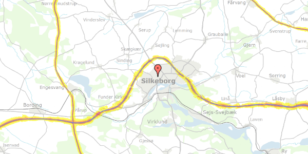 Trafikstøjkort på Balle Kirkevej 19A, 8600 Silkeborg