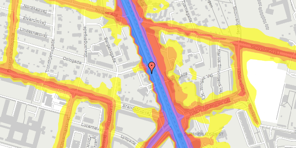 Trafikstøjkort på Oslogade 3, 8200 Aarhus N