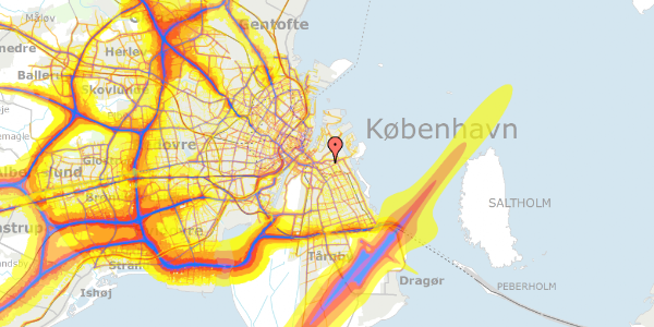 Trafikstøjkort på Vermlandsgade 55, 1. , 2300 København S