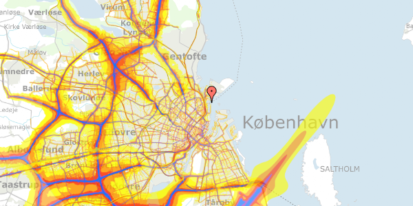 Trafikstøjkort på Marmorvej 15A, 2. th, 2100 København Ø