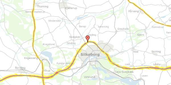 Trafikstøjkort på Bøgelyvej 22, 8600 Silkeborg