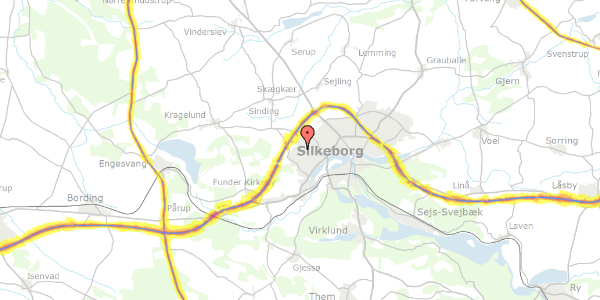 Trafikstøjkort på Buskelundhøjen 231, 8600 Silkeborg