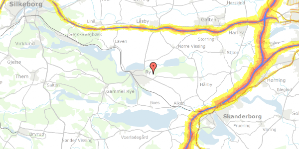 Trafikstøjkort på Kildebjerg Søvej 28, 8680 Ry