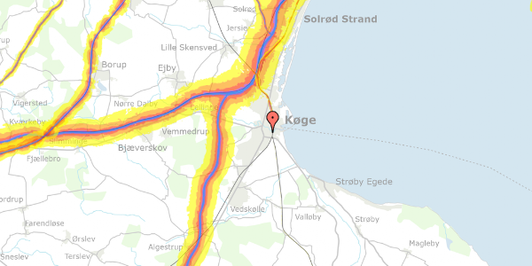 Trafikstøjkort på Søndre Alle 32, 2. th, 4600 Køge